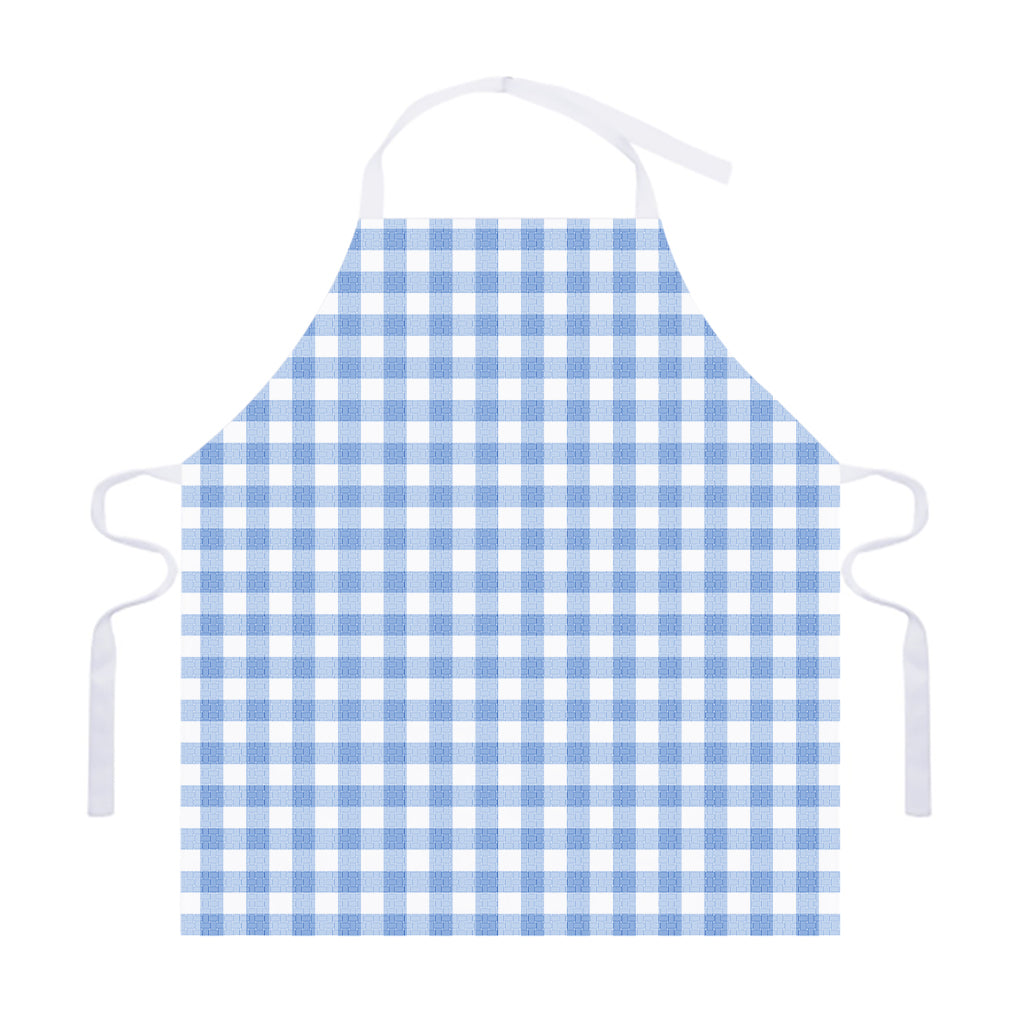 Cornflower Blue And White Gingham Print Adjustable Apron
