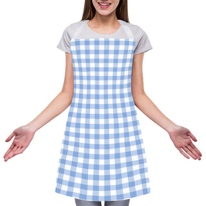 Cornflower Blue And White Gingham Print Adjustable Apron