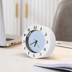 Cornflower Blue And White Gingham Print Alarm Clock