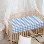 Cornflower Blue And White Gingham Print Baby Crib Sheet