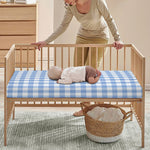 Cornflower Blue And White Gingham Print Baby Crib Sheet