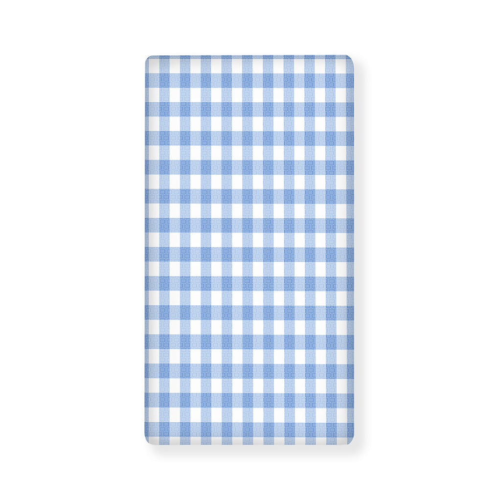 Cornflower Blue And White Gingham Print Baby Crib Sheet