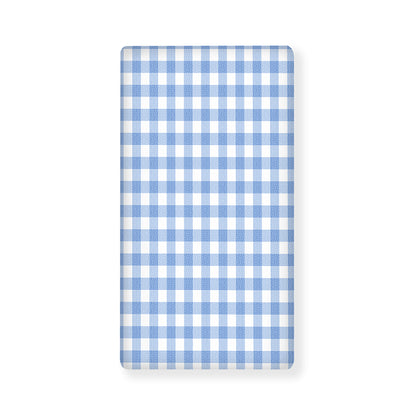Cornflower Blue And White Gingham Print Baby Crib Sheet