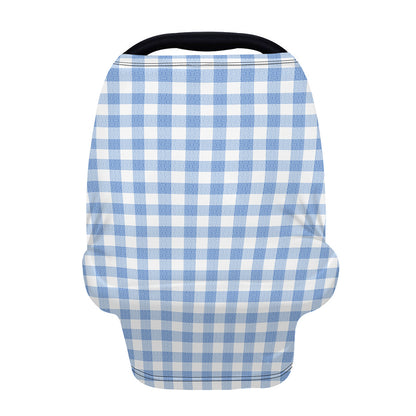 Cornflower Blue And White Gingham Print Baby Seat Cover