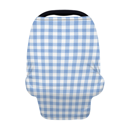 Cornflower Blue And White Gingham Print Baby Seat Cover
