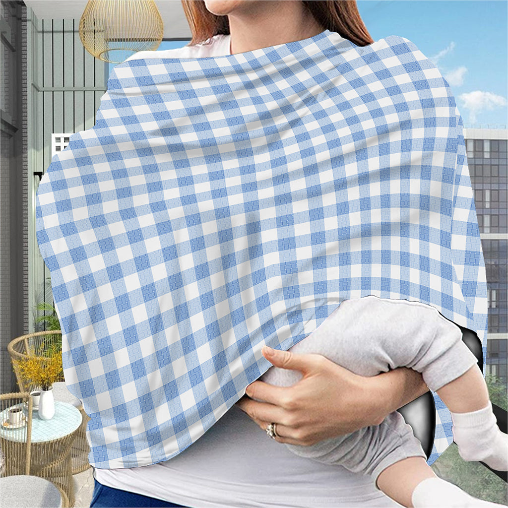 Cornflower Blue And White Gingham Print Baby Seat Cover