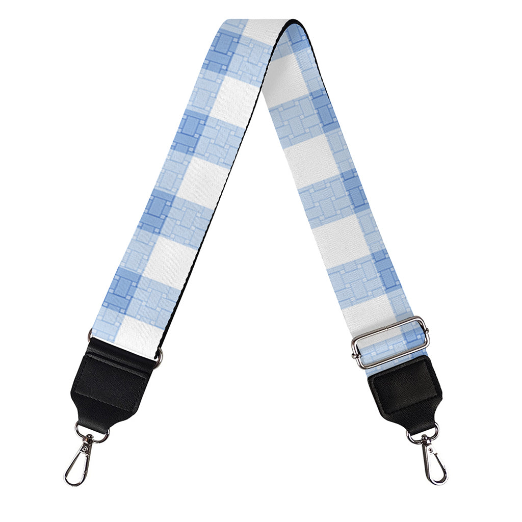 Cornflower Blue And White Gingham Print Bag Strap