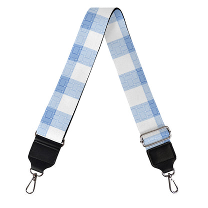 Cornflower Blue And White Gingham Print Bag Strap