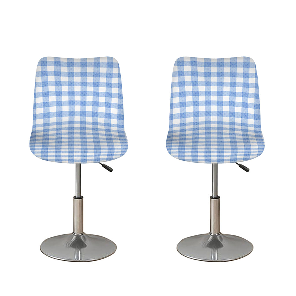 Cornflower Blue And White Gingham Print Bar Stool Covers