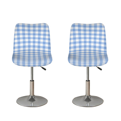 Cornflower Blue And White Gingham Print Bar Stool Covers