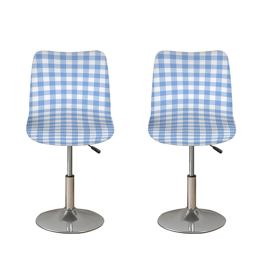 Cornflower Blue And White Gingham Print Bar Stool Covers