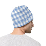 Cornflower Blue And White Gingham Print Beanie