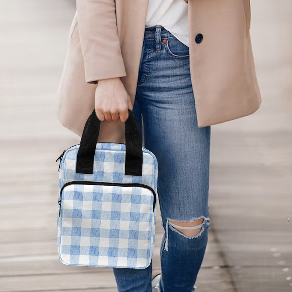 Cornflower Blue And White Gingham Print Bible Tote Bag