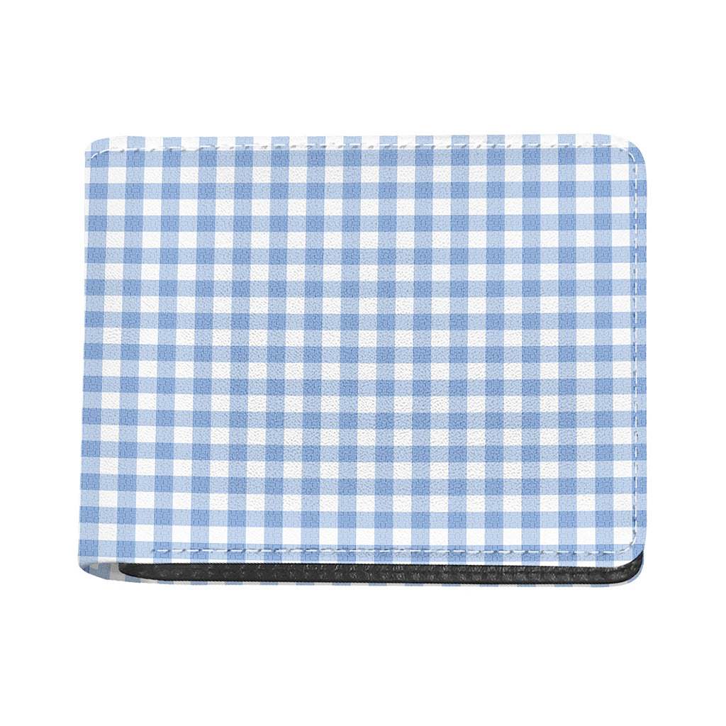 Cornflower Blue And White Gingham Print Bifold Wallet