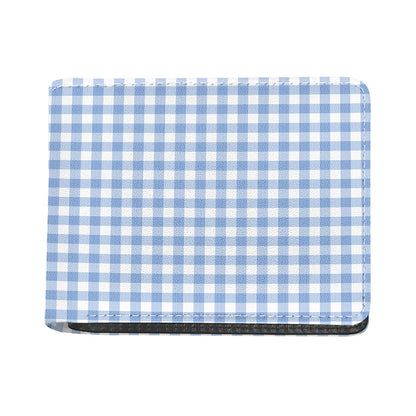 Cornflower Blue And White Gingham Print Bifold Wallet
