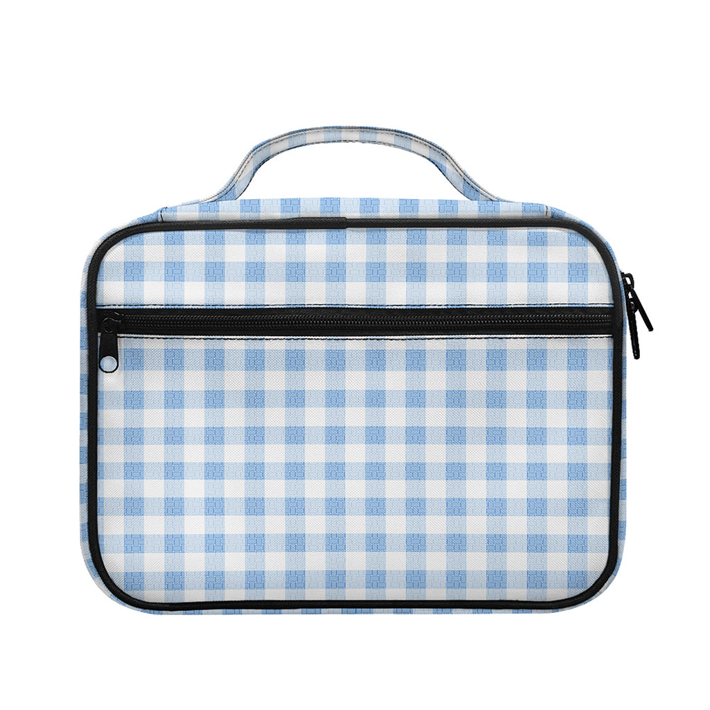 Cornflower Blue And White Gingham Print Briefcase Bible Bag