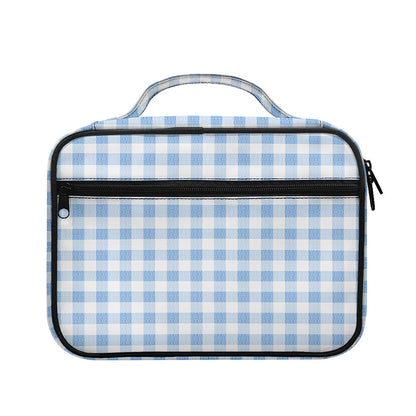 Cornflower Blue And White Gingham Print Briefcase Bible Bag