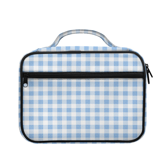 Cornflower Blue And White Gingham Print Briefcase Bible Bag