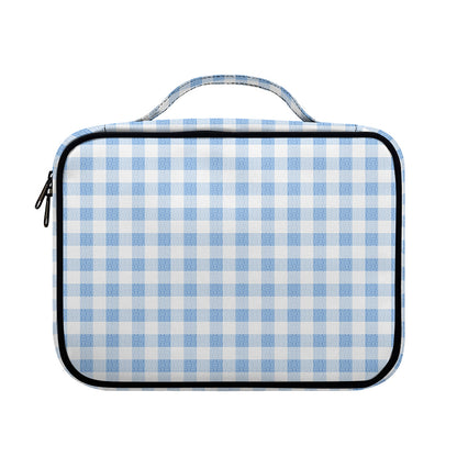 Cornflower Blue And White Gingham Print Briefcase Bible Bag