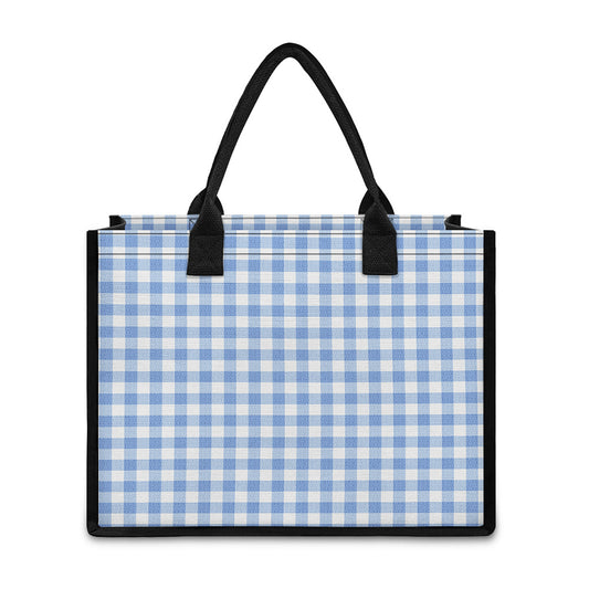 Cornflower Blue And White Gingham Print Canvas Tote Bag