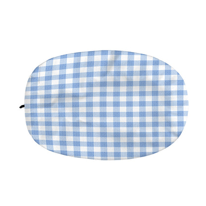 Cornflower Blue And White Gingham Print Car Side Mirror Covers