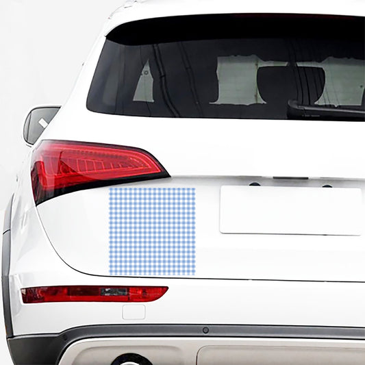 Cornflower Blue And White Gingham Print Car Sticker