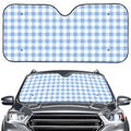 Cornflower Blue And White Gingham Print Car Windshield Sun Shade