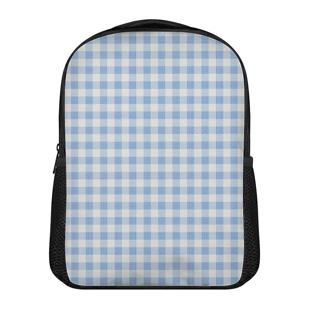 Cornflower Blue And White Gingham Print Casual Backpack