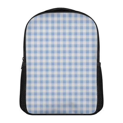 Cornflower Blue And White Gingham Print Casual Backpack