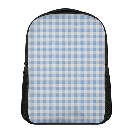 Cornflower Blue And White Gingham Print Casual Backpack