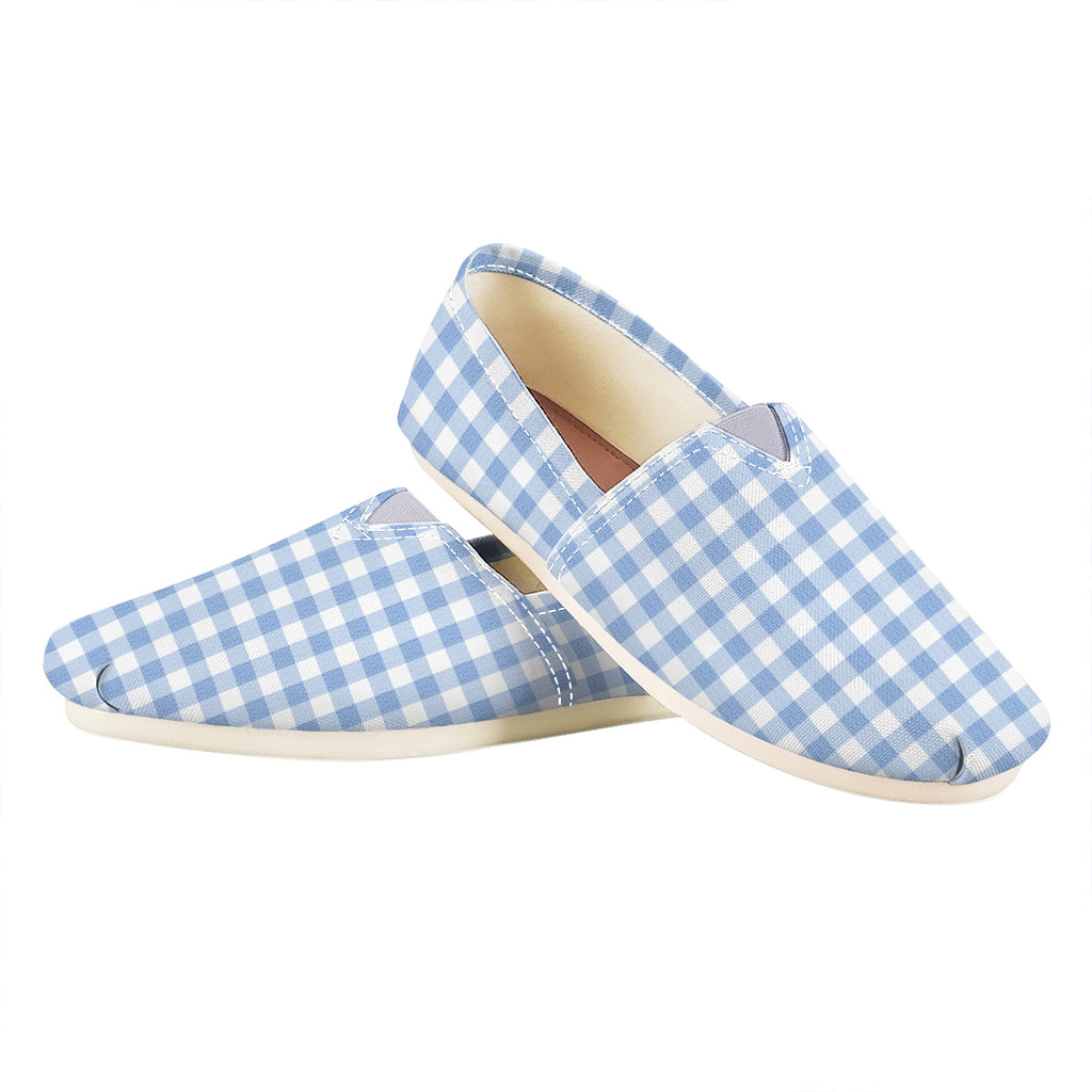 Cornflower Blue And White Gingham Print Casual Shoes