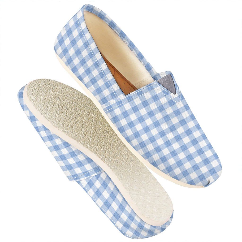 Cornflower Blue And White Gingham Print Casual Shoes