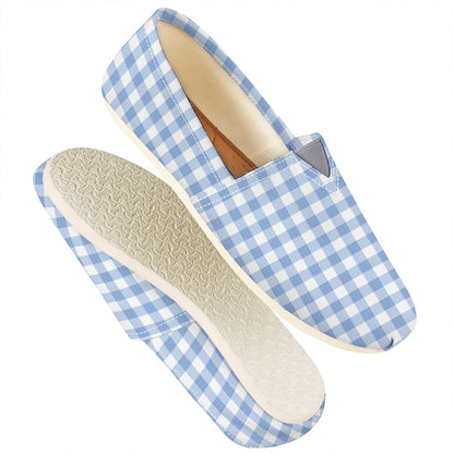 Cornflower Blue And White Gingham Print Casual Shoes