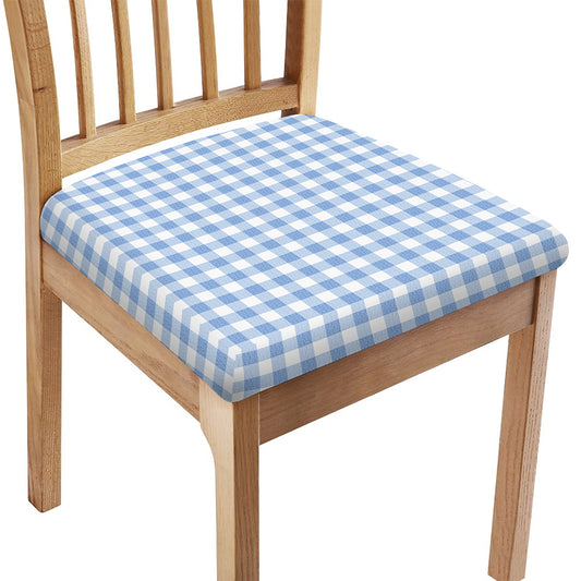 Cornflower Blue And White Gingham Print Chair Cushion Cover