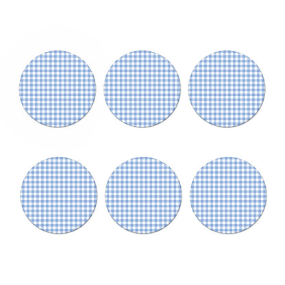 Cornflower Blue And White Gingham Print Coaster Set