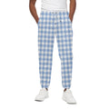 Cornflower Blue And White Gingham Print Cotton Sweatpants