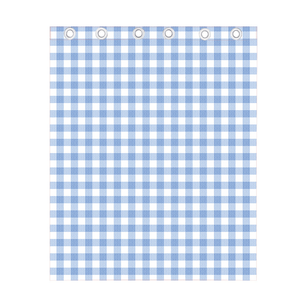 Cornflower Blue And White Gingham Print Curtain
