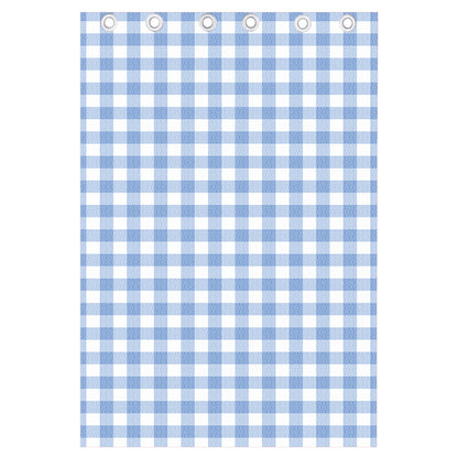 Cornflower Blue And White Gingham Print Curtain