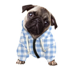 Cornflower Blue And White Gingham Print Dog Zip Up Hoodie