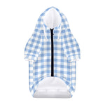 Cornflower Blue And White Gingham Print Dog Zip Up Hoodie
