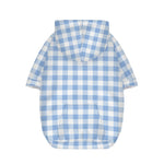 Cornflower Blue And White Gingham Print Dog Zip Up Hoodie