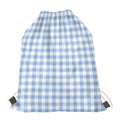 Cornflower Blue And White Gingham Print Drawstring Bag