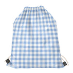Cornflower Blue And White Gingham Print Drawstring Bag