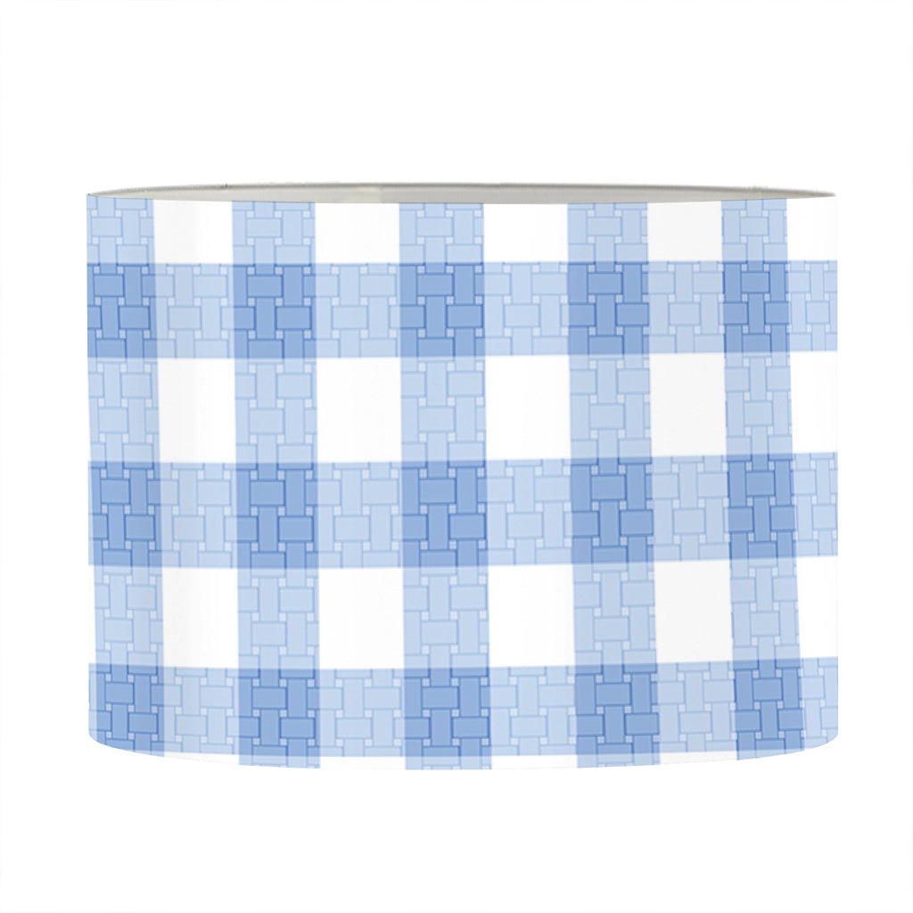 Cornflower Blue And White Gingham Print Drum Lamp Shade