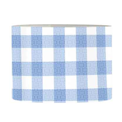 Cornflower Blue And White Gingham Print Drum Lamp Shade