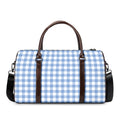 Cornflower Blue And White Gingham Print Duffel Bag