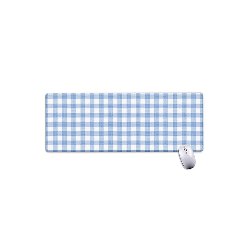 Cornflower Blue And White Gingham Print Extended Mouse Pad
