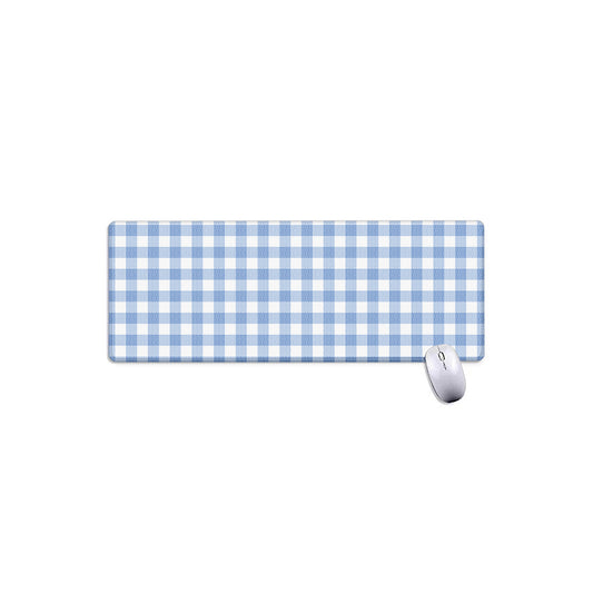 Cornflower Blue And White Gingham Print Extended Mouse Pad