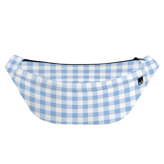 Cornflower Blue And White Gingham Print Fanny Pack