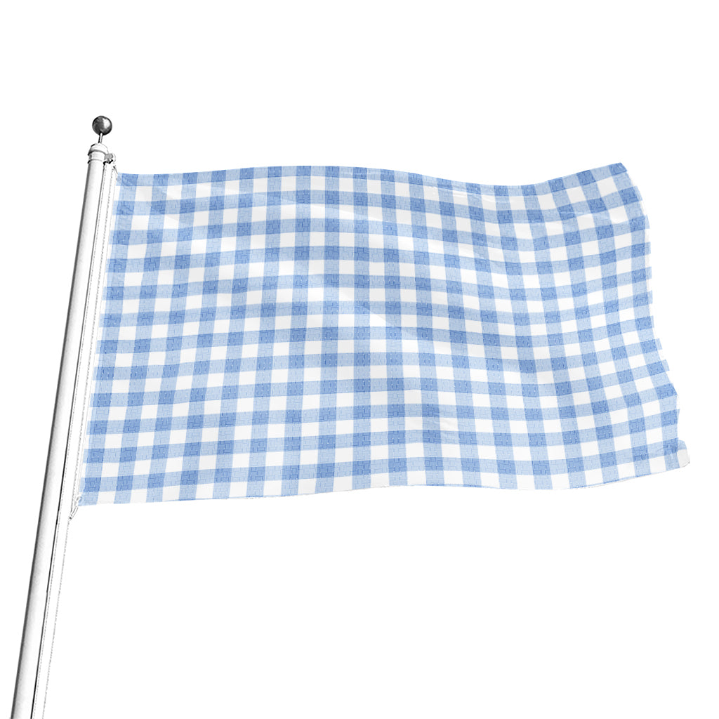 Cornflower Blue And White Gingham Print Flag